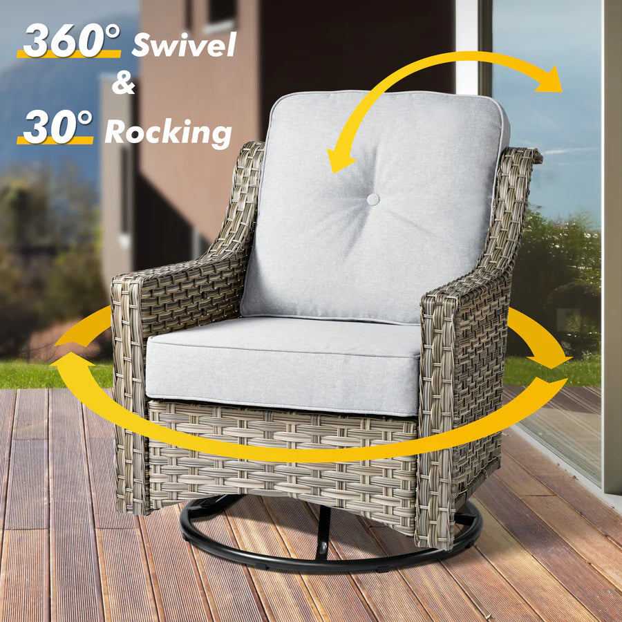 Conversation Set 5-Piece PAD Series include Rocking Chair & 47"Fire Pit Table