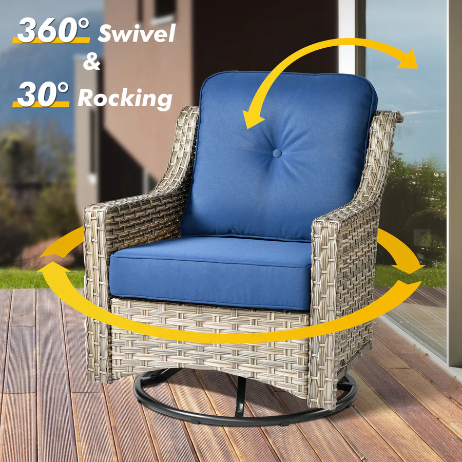 Conversation Set 5-Piece PAD Series include Rocking Chair & 47"Fire Pit Table