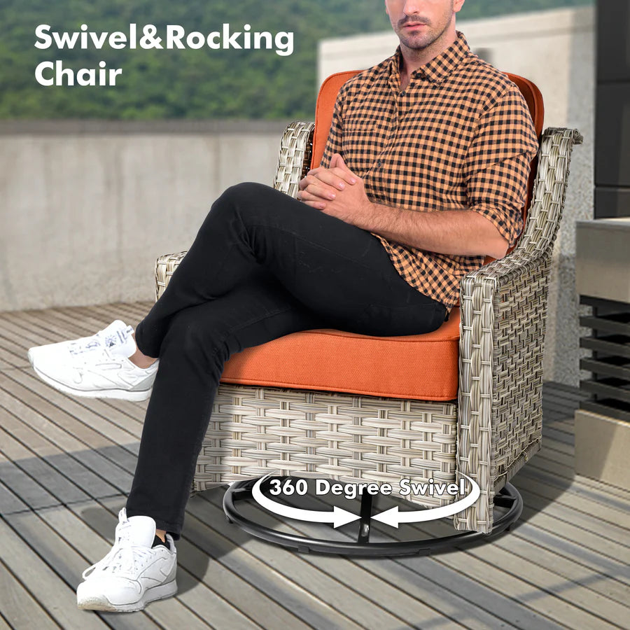 Conversation Set 5-Piece PAD Series include Rocking Chair & 47"Fire Pit Table