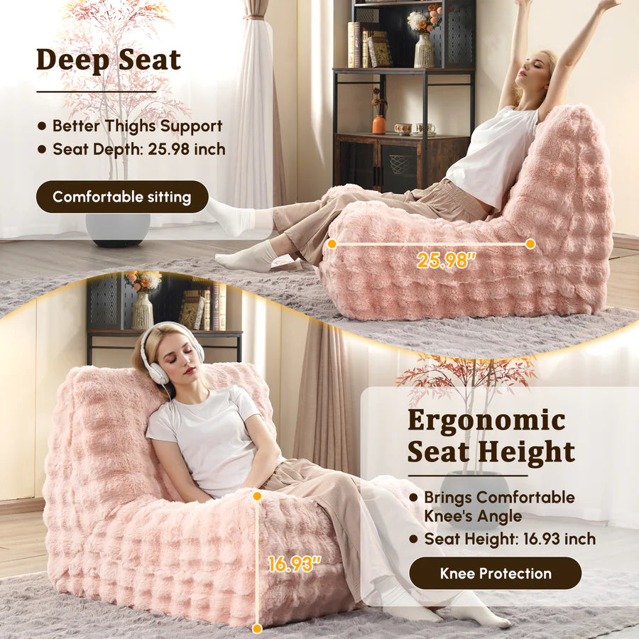 Luxurious Fluffy Faux Fur Bean Bag Couch
