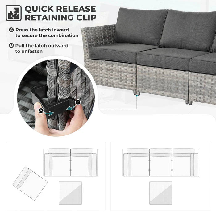 New Rimaru Series Patio Furniture Set 7-Piece include Swivel Chairs Set Partially Assembled