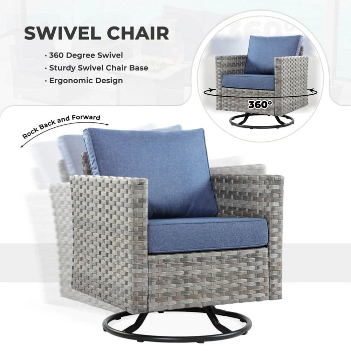 New Rimaru Series Patio Furniture Set 13-Piece include Swivel Chairs Set Partially Assembled