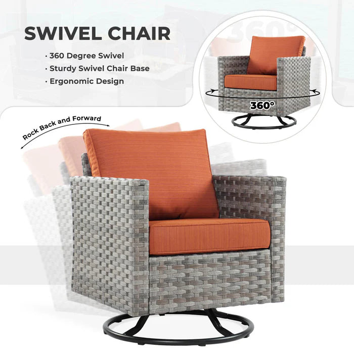 New Rimaru Series Patio Furniture Set 13-Piece include Swivel Chairs Set Partially Assembled
