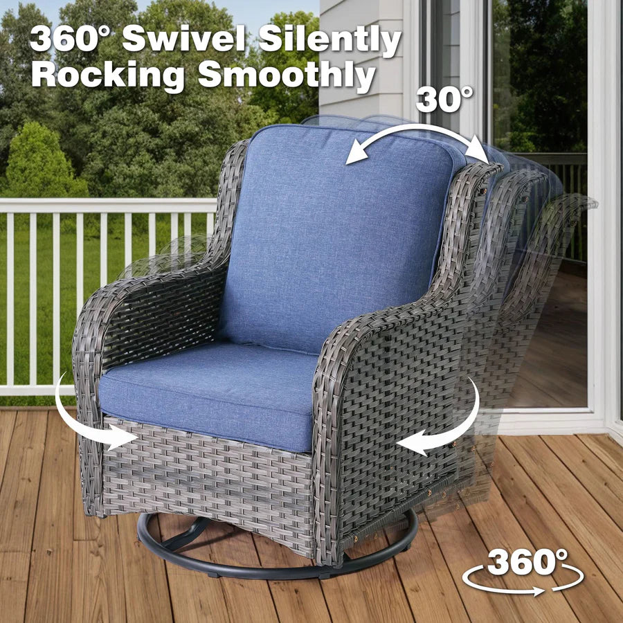 Outdoor Furniture 7-Piece with 42'' Fire Pit Table and Kenard 2 Rocking Chairs