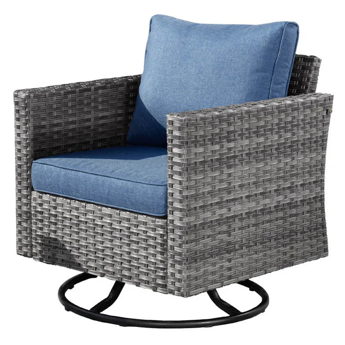 Patio Furniture 10-Piece Outdoor Sectional Sofa Set with Wicker Rocking Swivel Chairs and Tempered Glass Table