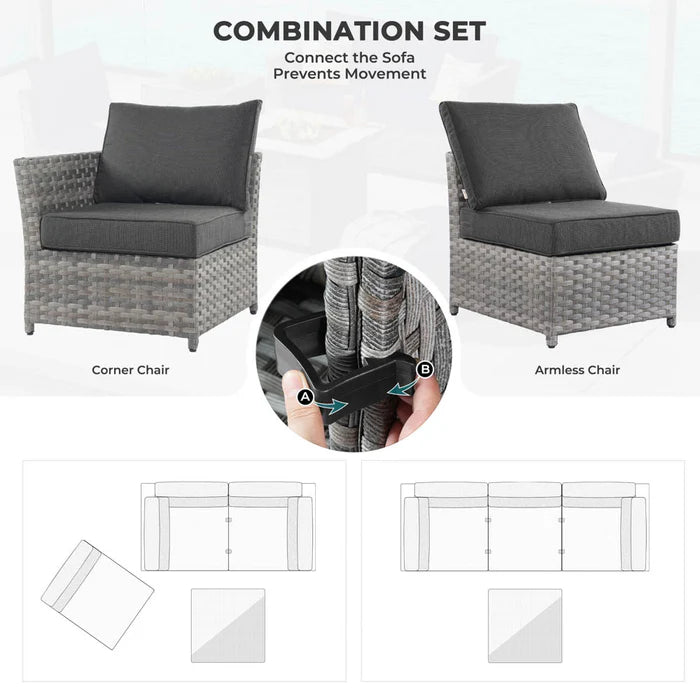 New Rimaru Series Patio Furniture Set 10-Piece include 42"Rectangle Fire Pit Table Partially Assembled