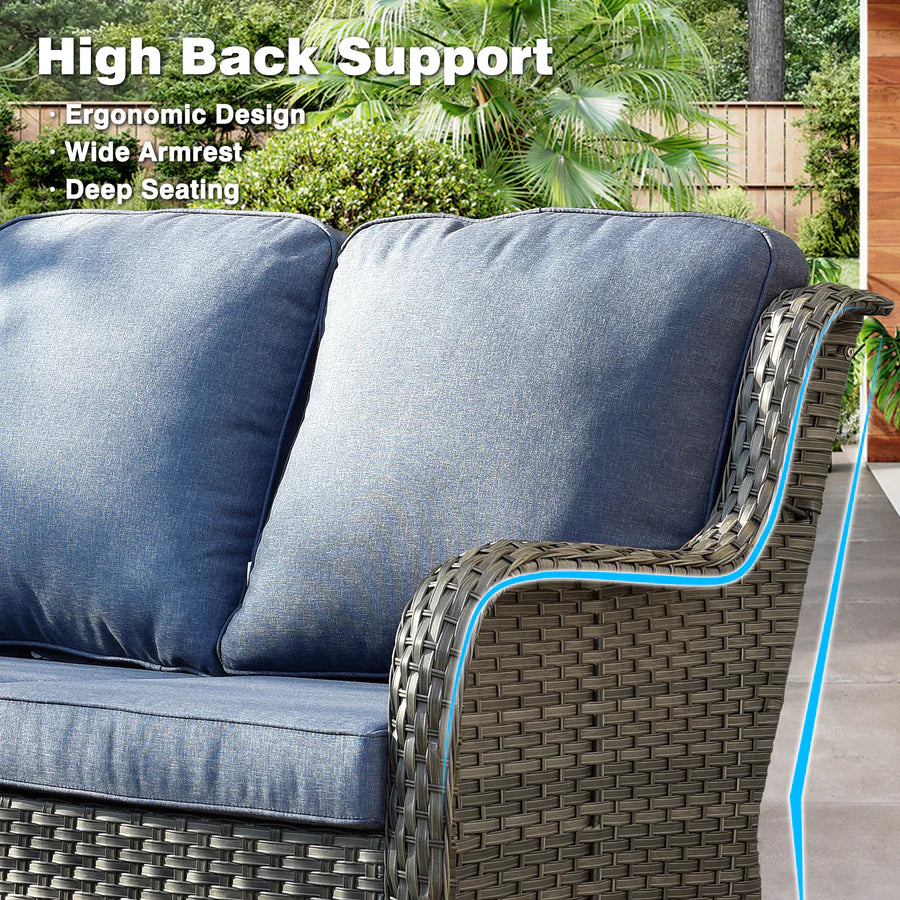 Patio Furniture Set 6-Piece with Table Kenard Curved Handrest