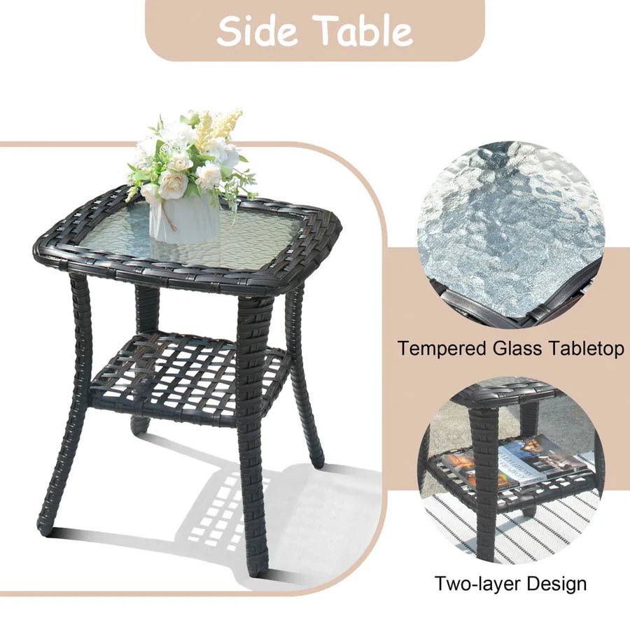 Patio Kenard 6-Piece Conversation Set with 42'' Rectangle Propane Fire Pit Table and Rocking Chairs