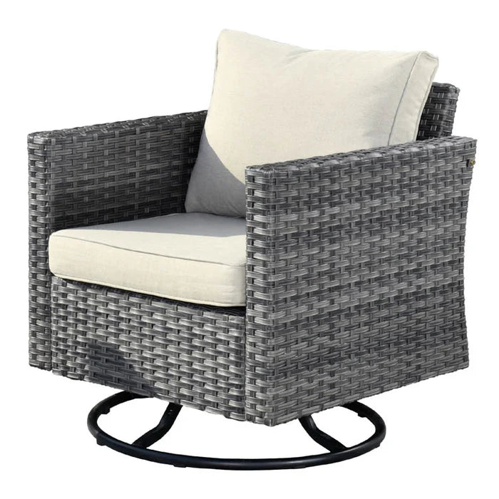 Patio Furniture 10-Piece Outdoor Sectional Sofa Set with Wicker Rocking Swivel Chairs and Tempered Glass Table