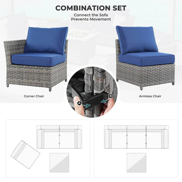 New Rimaru Series Patio Furniture Set 10-Piece include 42"Rectangle Fire Pit Table Partially Assembled