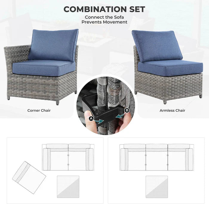 New Rimaru Series Patio Furniture Set 10-Piece include 42"Rectangle Fire Pit Table Partially Assembled