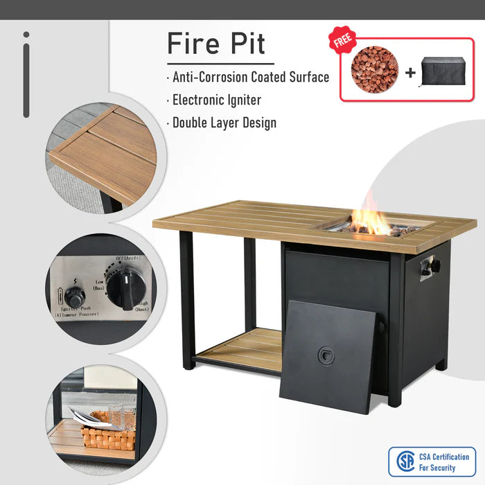 Patio Furniture Set 13-Piece include 42"Rectangle Fire Pit Table, Partially Assembled,BRS Series