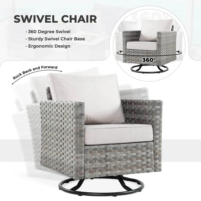 New Rimaru Series Patio Furniture Set 16-Piece include Swivel Chairs and 42"Rectangle Fire Pit Table Partially Assembled