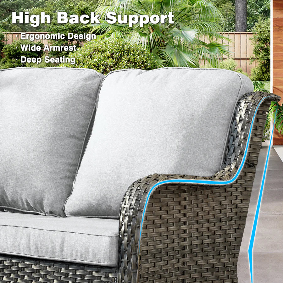 Patio Furniture Set 6-Piece with Table Kenard Curved Handrest
