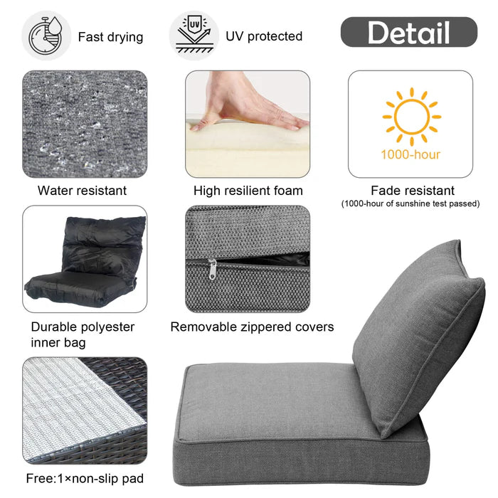 Replacement Seat Back Cushions Set with Olefin Fabric and Zipper, 25'' x 25'', Not suitable for  Patio Furniture