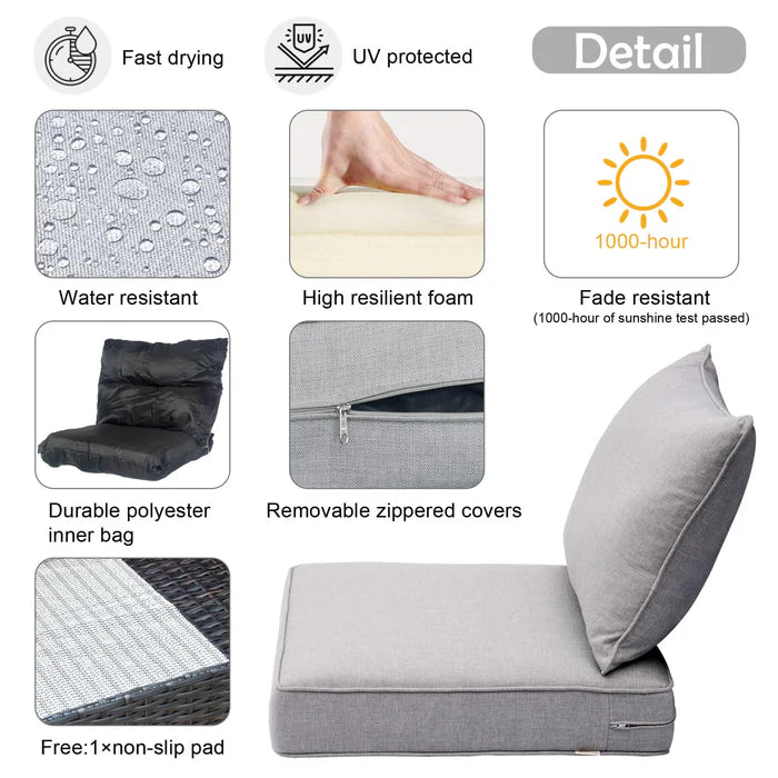 Replacement Seat Back Cushions Set with Olefin Fabric and Zipper, 25'' x 25'', Not suitable for  Patio Furniture