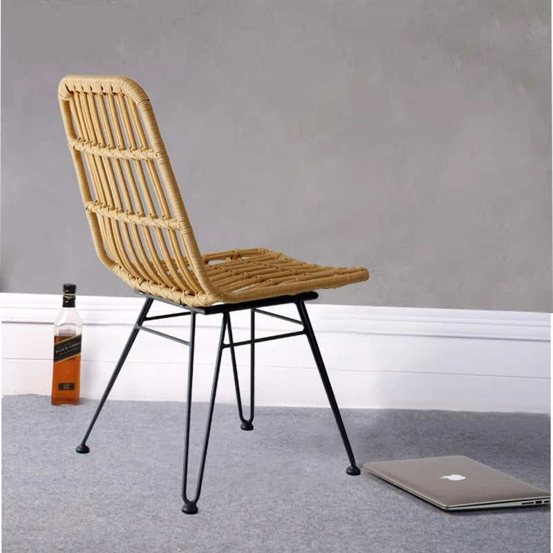 Balcony outdoor tea table and chair combination, simple and casual style, indoor rattan backrest chair, internet celebrity guesthouse, light luxury rattan chair