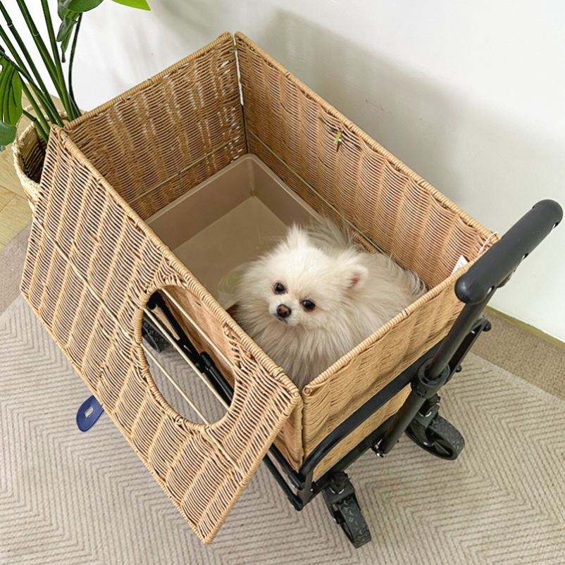 Knitting Pet Carrier Suitcase Bag Luggage with Mat and Handle Airline Approved on Wheels Stroller Trolley