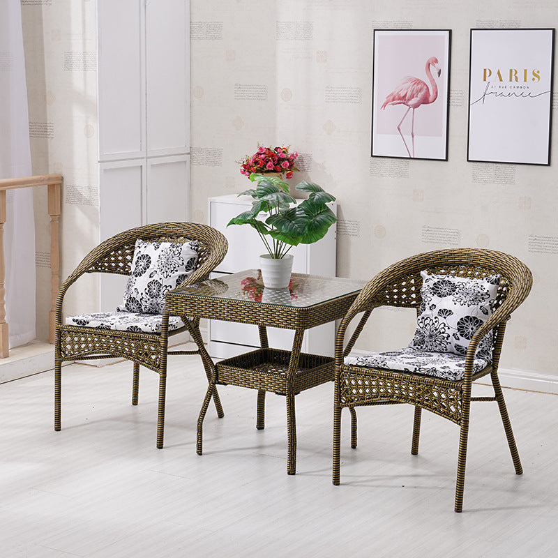 Outdoor Rattan Furniture Set Garden Outdoor Lounge Balcony Rattan Chair 3-Piece Set Trending Nordic-Style B&B Dining Chair