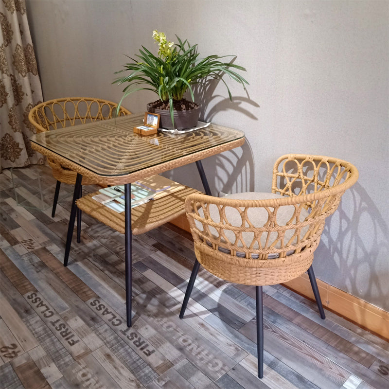 Outdoor table and chair combination set, leisure rattan chair, internet famous Nordic homestay style restaurant armchair, handmade rattan dining chair