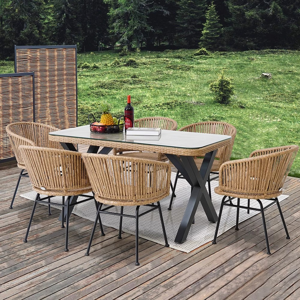 Outdoor courtyard leisure rattan chair Nordic homestay style restaurant armchair dining chair