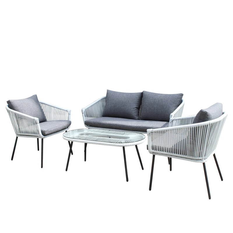 Outdoor Rattan Sofa Set for Hotels, Guesthouses, Outdoor Terraces, Villas, Balconies, and Gardens Nordic Minimalist Rattan Chair and Sofa Combination