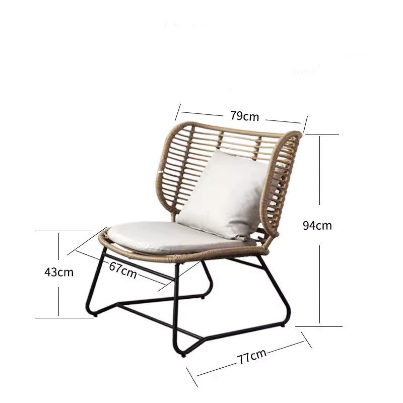 Balcony, outdoor leisure rocking chair, light luxury rattan chair, Nordic style handmade woven rattan sofa, armchair, rocking lounge chair