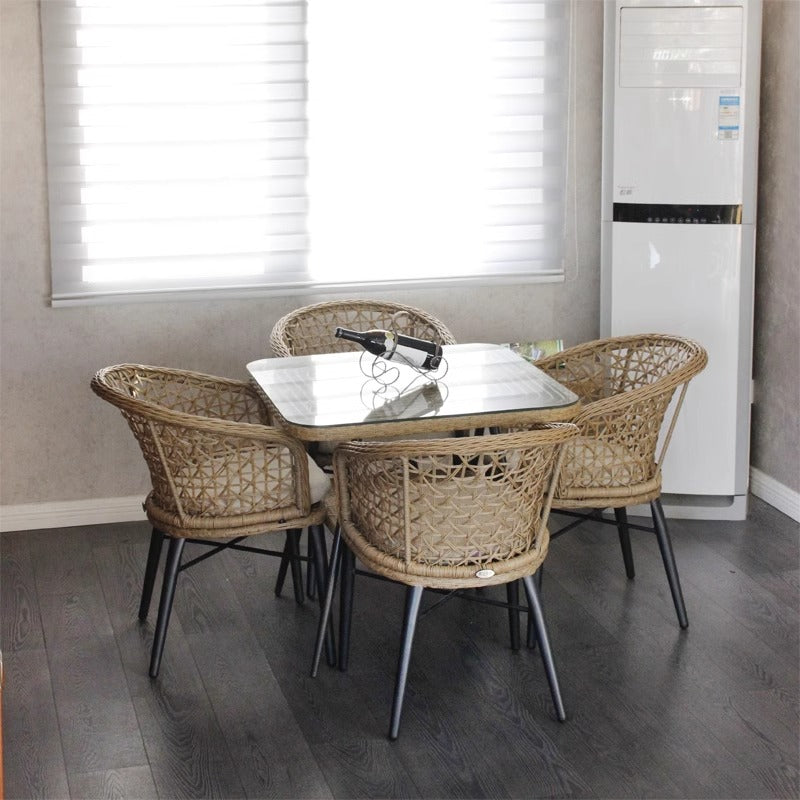 Outdoor Table and Chair Set - 3-Piece Casual Dining Furniture Combination Nordic-Style B&B Garden Rattan Chair and Coffee Table Outdoor Table and Chair Set