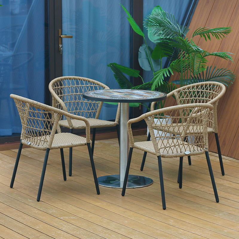 Outdoor Furniture Set: Wicker Garden Chairs for Outdoor Relaxation Balcony & Patio Set: Nordic Folk Style Tea Table & Chair Set Dining Chairs