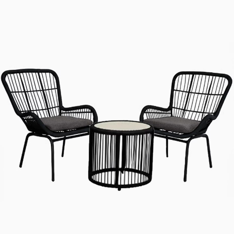 Balcony, outdoor tea table, chair combination, handmade rattan chair, courtyard leisure armchair, homestay, light luxury Nordic style rattan chair