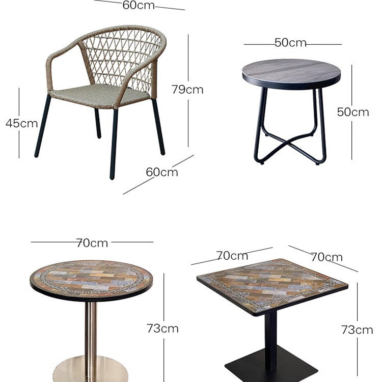 Outdoor Furniture Set: Wicker Garden Chairs for Outdoor Relaxation Balcony & Patio Set: Nordic Folk Style Tea Table & Chair Set Dining Chairs