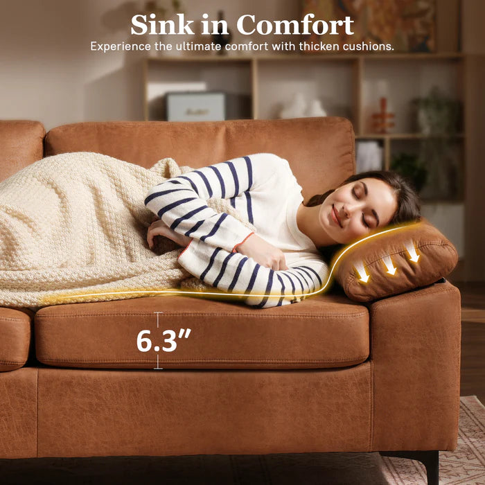 100.40" Reversible Chaise Sofa Suede Fabric