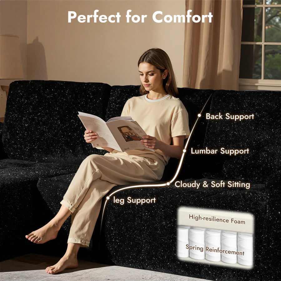 114" Cloud Sectional Sofa - L-Shaped Faux Leather Modular Couch with Deep Seat Chaise