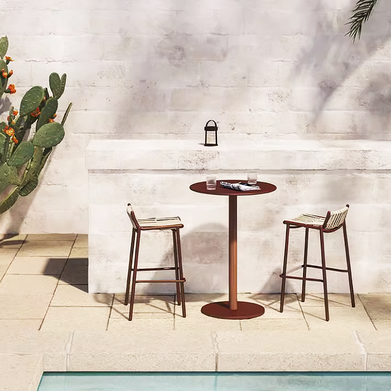 Outdoor table and chair rattan chair three-piece set courtyard garden terrace outdoor hotel restaurant bar counter coffee shop high-end