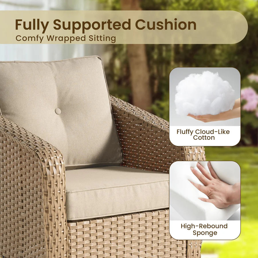 3 Pieces Patio Glider Chair Set, only table (no stools)