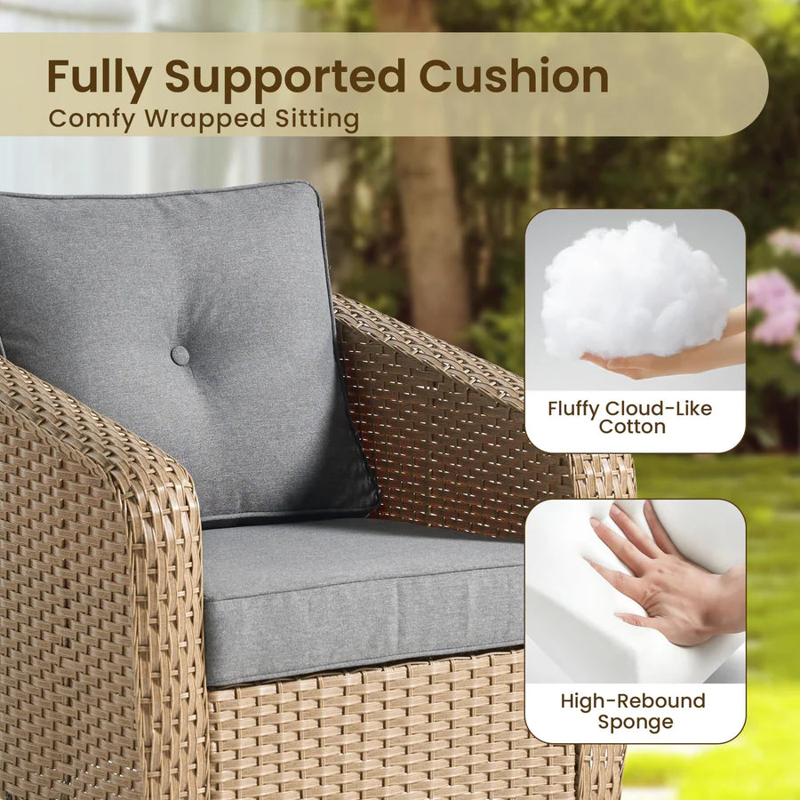 3 Pieces Patio Glider Chair Set, only table (no stools)