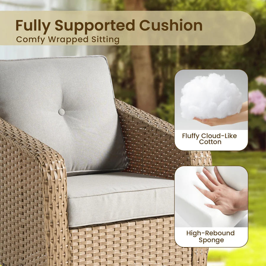 3 Pieces Patio Glider Chair Set, only table (no stools)