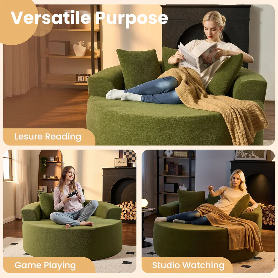 59" O-Shape Modular Couch, Plush Corduroy Fabric, No Assembly Required