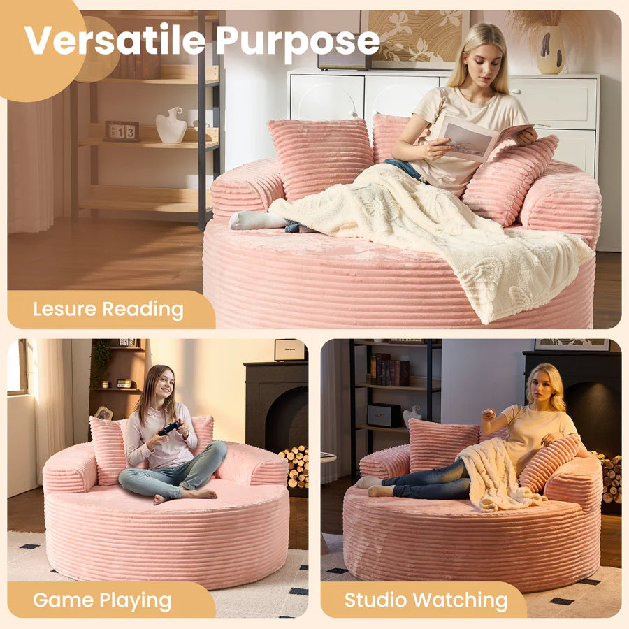 59" O-Shape Modular Couch, Plush Corduroy Fabric, No Assembly Required