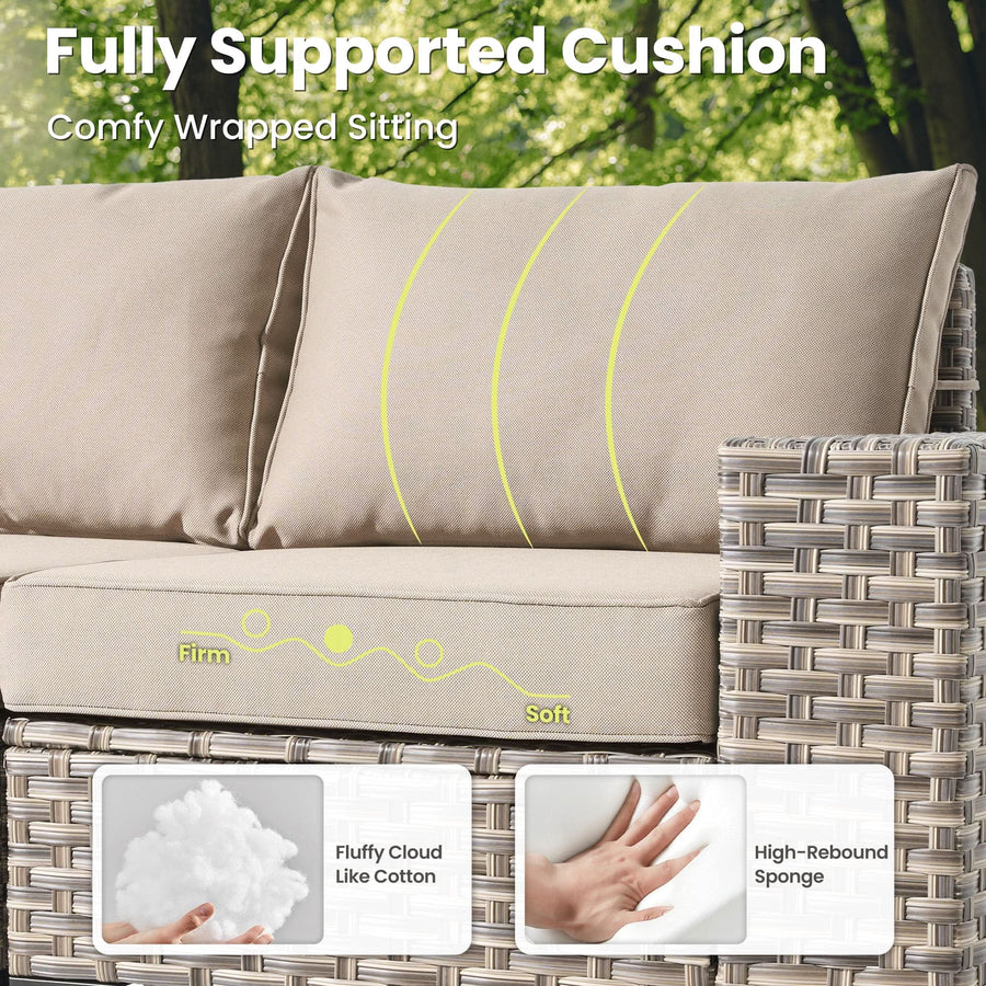 5 Pieces Patio Furniture Set Outdoor Sectional Sofa Couch with Comfy Cushions Deep Seat