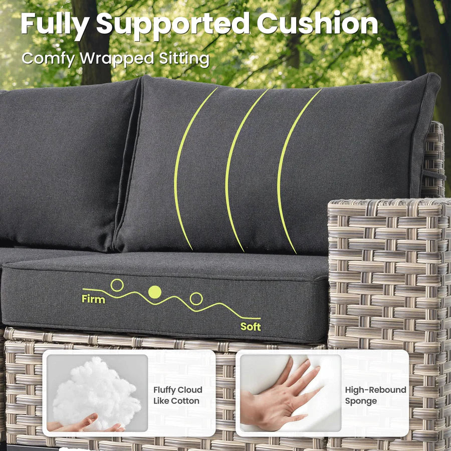 5 Pieces Patio Furniture Set Outdoor Sectional Sofa Couch with Comfy Cushions Deep Seat