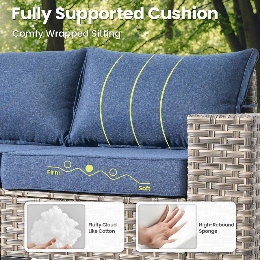 5 Pieces Patio Furniture Set Outdoor Sectional Sofa Couch with Comfy Cushions Deep Seat