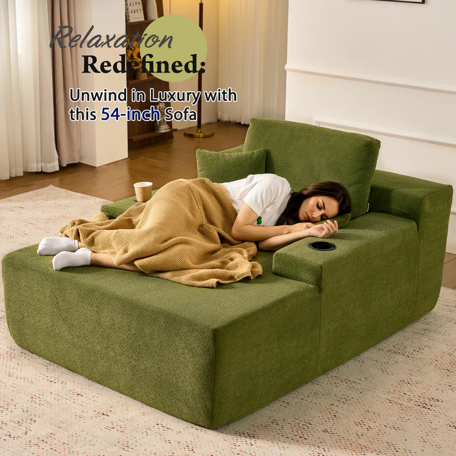 67" Chaise Lounge Chair with Cup Holders