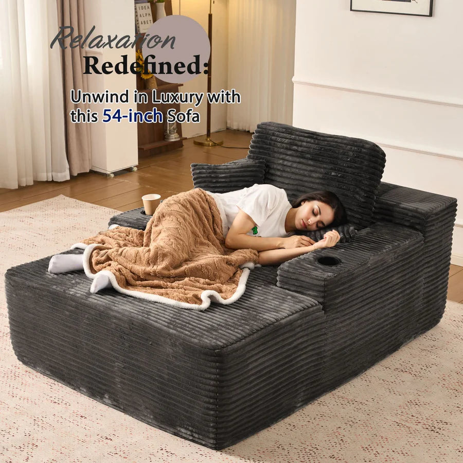 67" Chaise Lounge Chair with Cup Holders