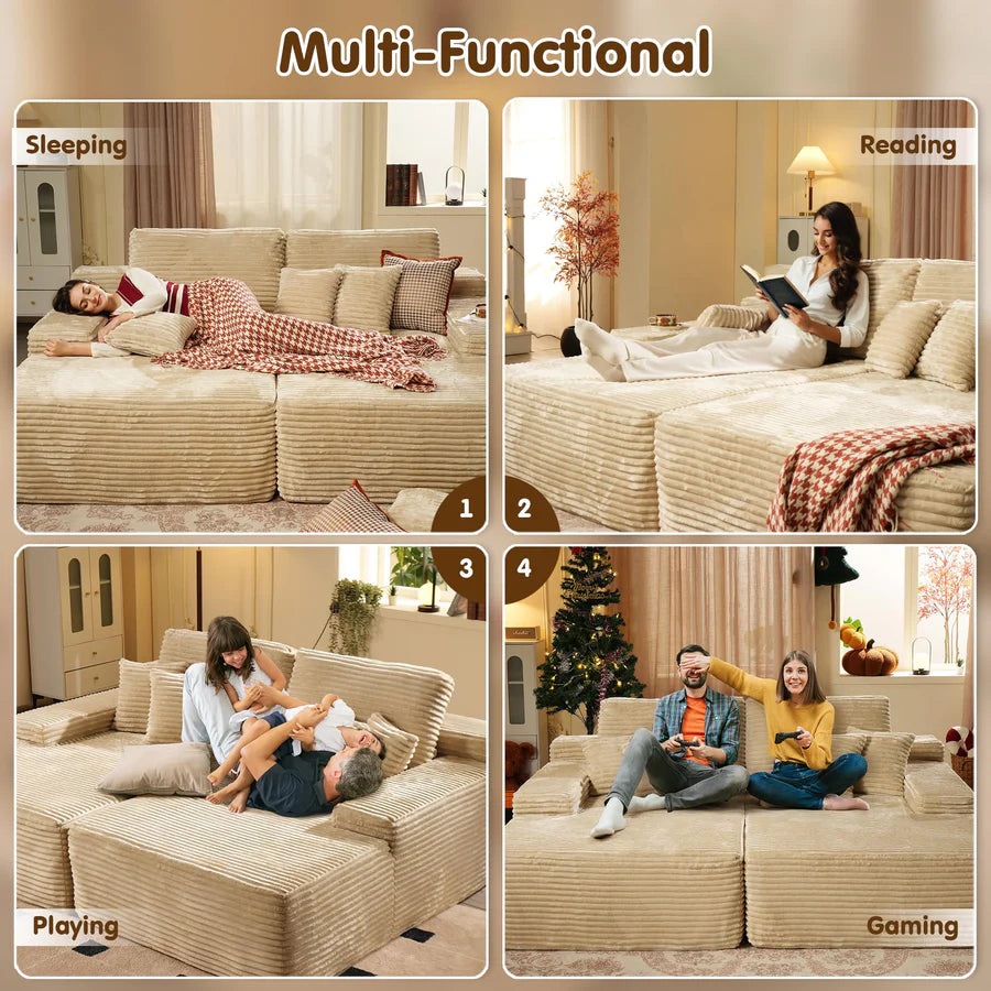 81" Boneless Sofa, Sleeper Couch, No Assembly Required
