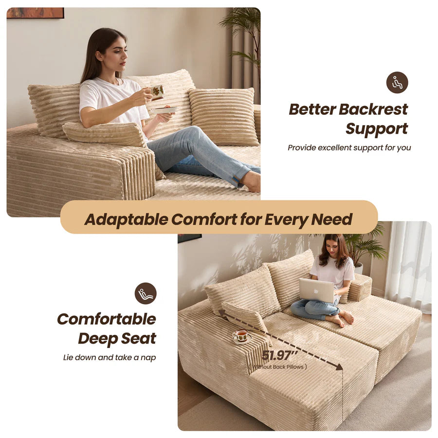 81" Boneless Sofa, Sleeper Couch, No Assembly Required