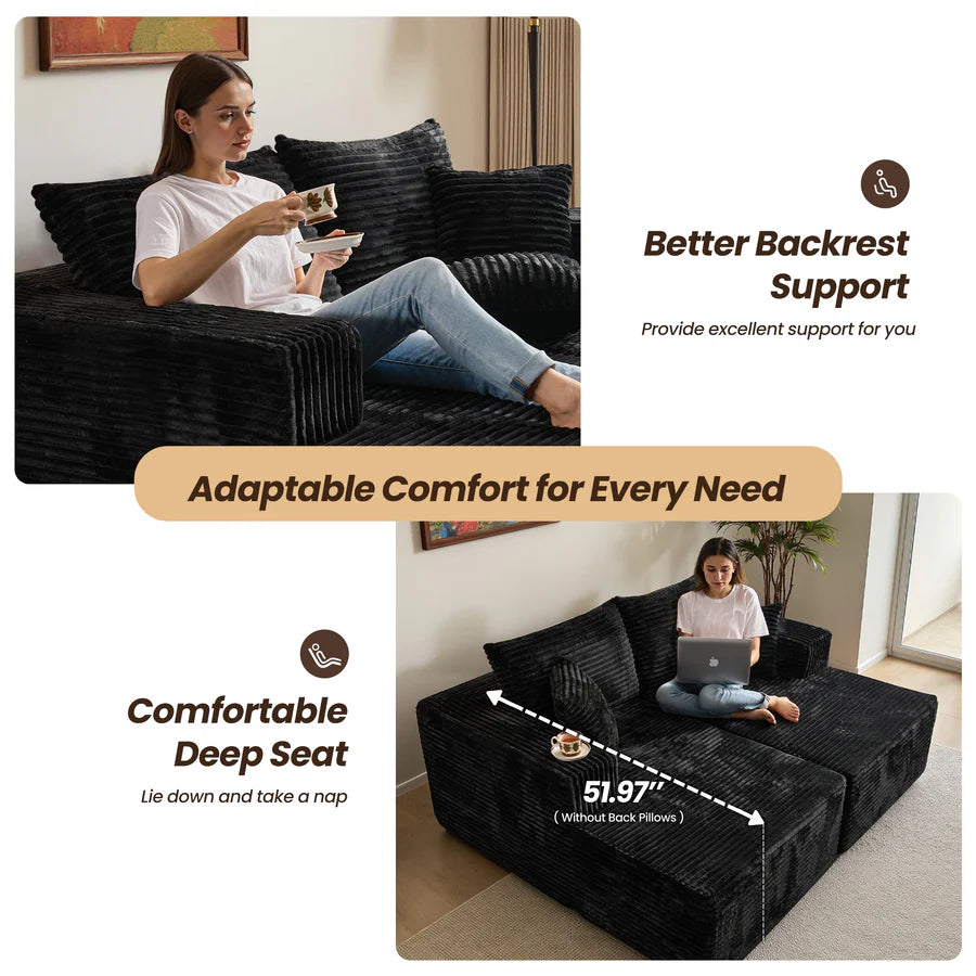81" Boneless Sofa, Sleeper Couch, No Assembly Required