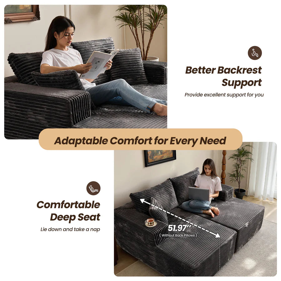 81" Boneless Sofa, Sleeper Couch, No Assembly Required