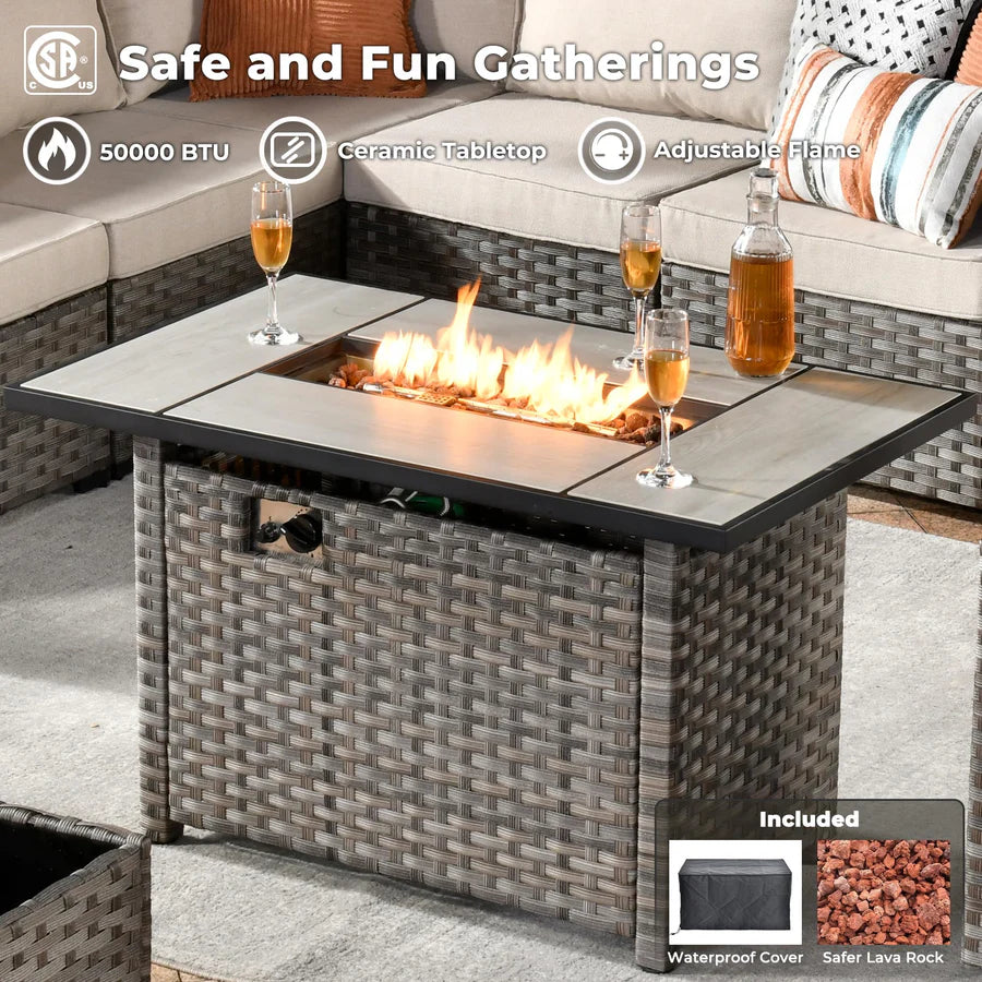 9-Piece Outdoor Furniture Set with 7.68'' Wide Armrests