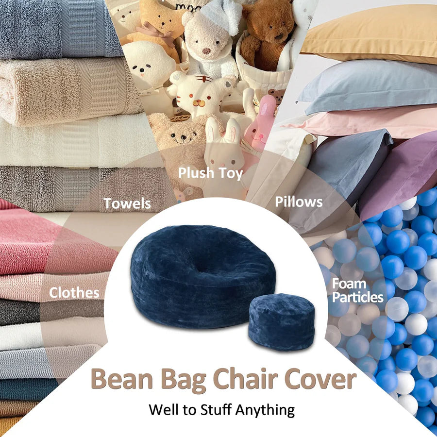 Bean Bag Chair Removable Cover, High-Rebound Filling Cozy Furniture for Living Room, Bedroom